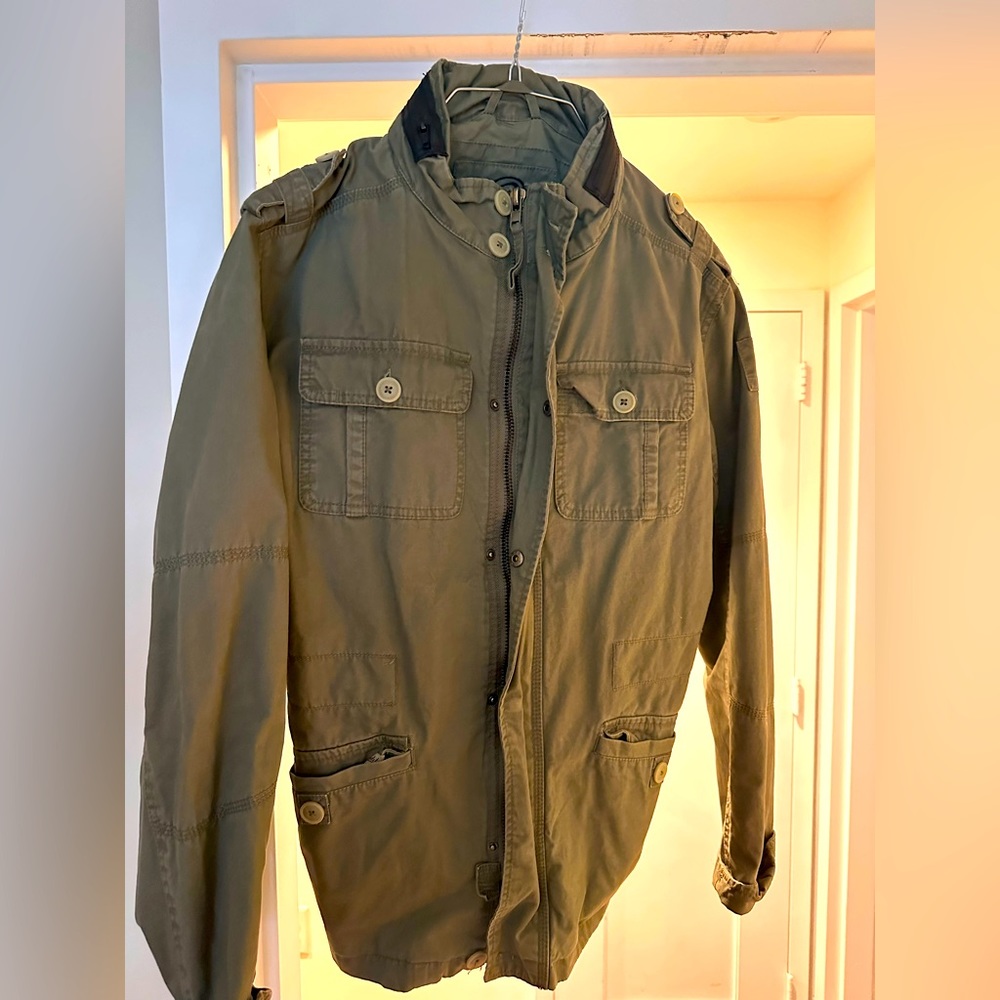 Army Green military coat.
